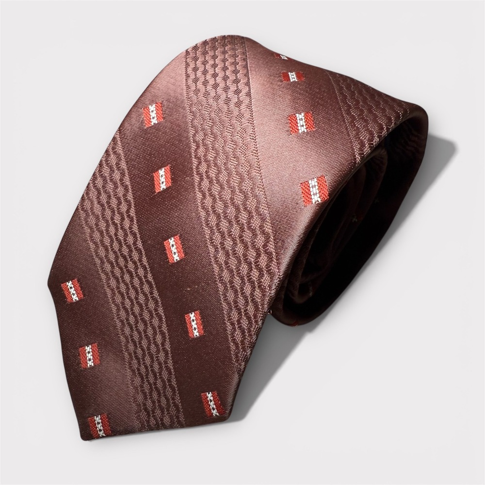 Givenchy Necktie Mens tie OS Brown Good Silk Striped Geometric Gentlemen Paris